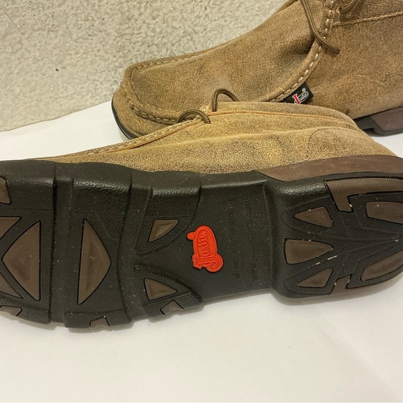 Justin Mens Driver Mocs Size 10.5 M Brown Leather Casual Lace Up Boots - Picture 6 of 9